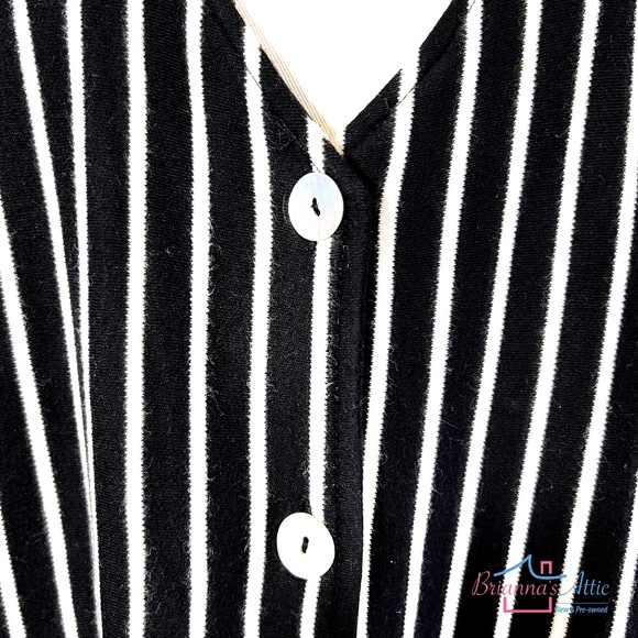 Jones New York women's black & white stripped cotton pant and blouse Size L - Picture 8 of 13